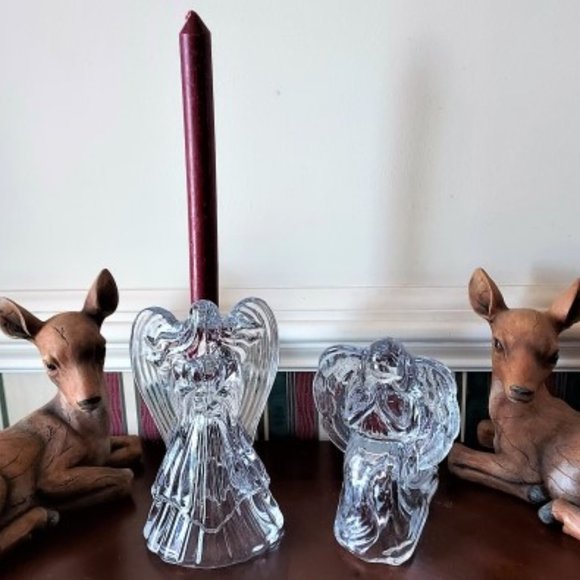 Vintage DePlomb Crystal Angel Candle Holders Set of 2 - Picture 3 of 15